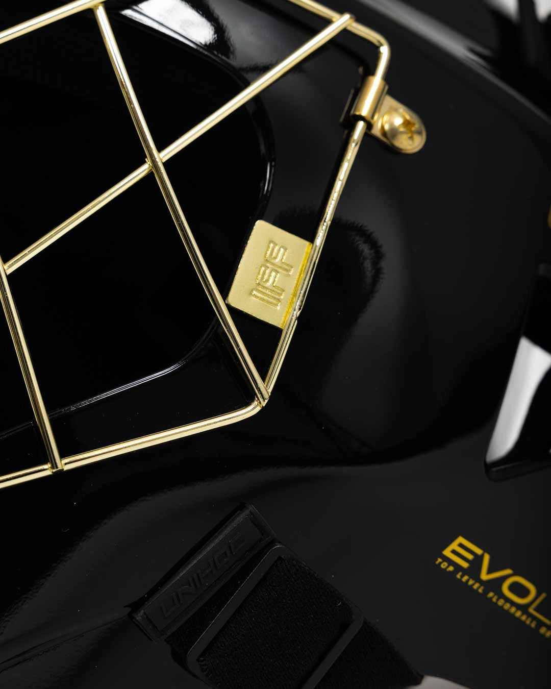 Unihoc Målmandsmaske ALPHA PRIME EVOLAB Sort/Guld 26/27