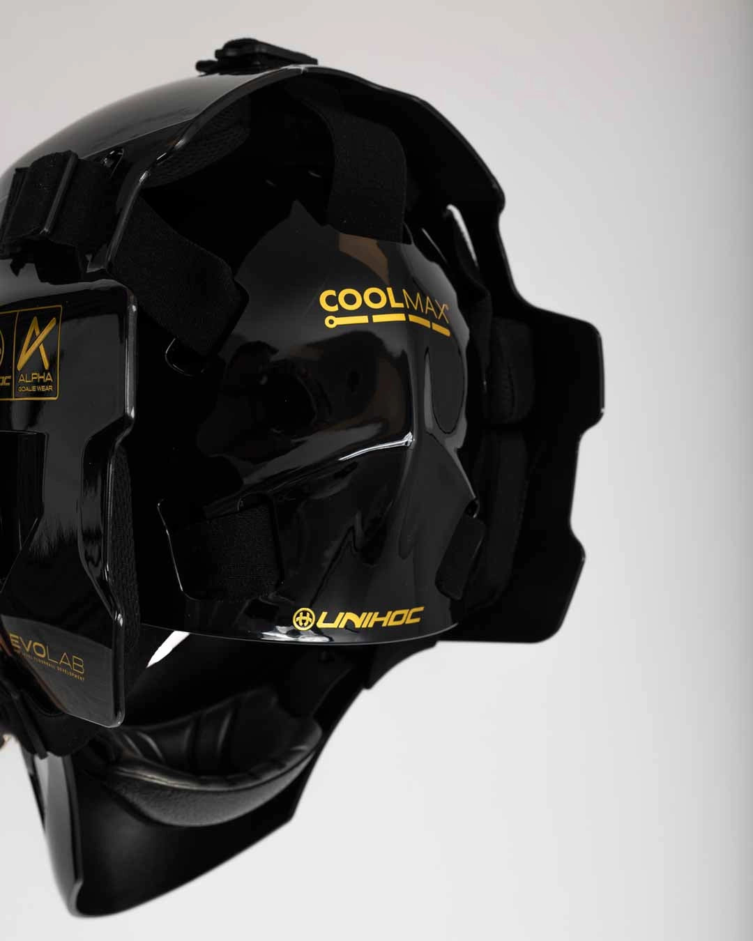 Unihoc Målmandsmaske ALPHA PRIME EVOLAB Sort/Guld 26/27