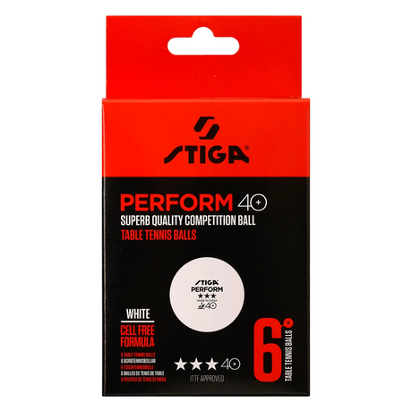 Stiga Table Tennis Ball Perform 3 tähden. Valkoinen. 6 kpl pakkaus